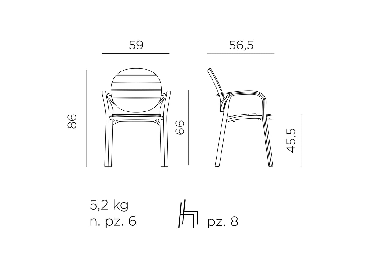 Croquis de medidas de Silla PALMA
