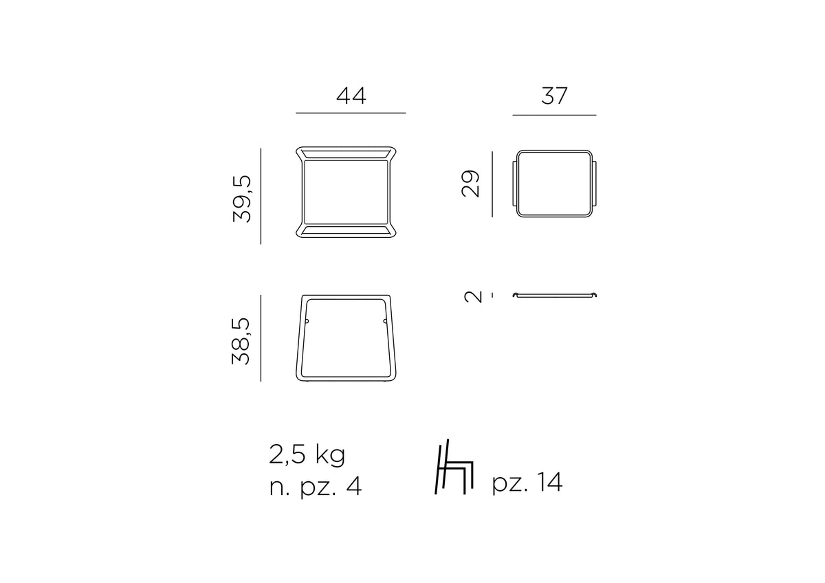 Croquis de medidas de Mesa Pop