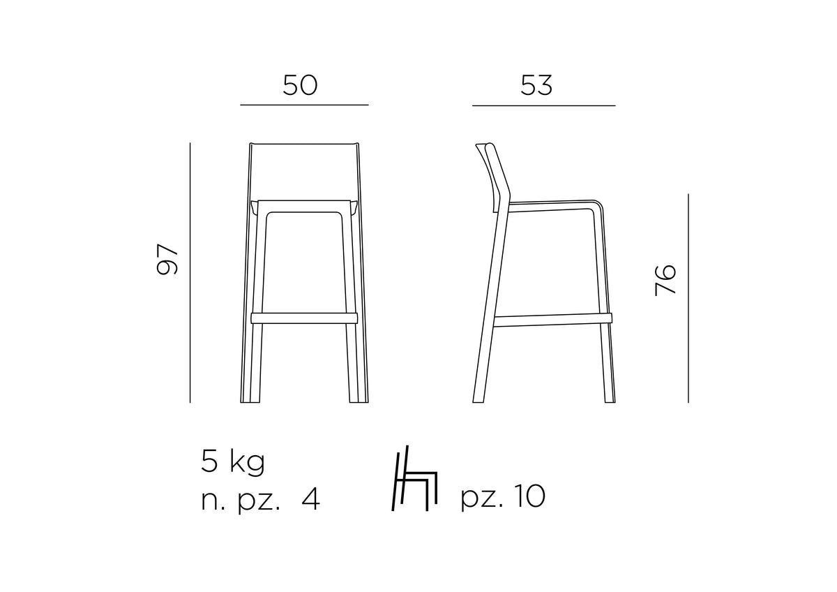 Croquis de medidas de Taburete Trill