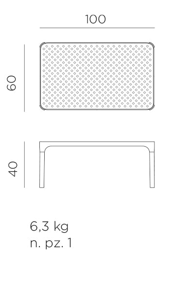 Croquis de medidas de Mesa auxiliar NET 100