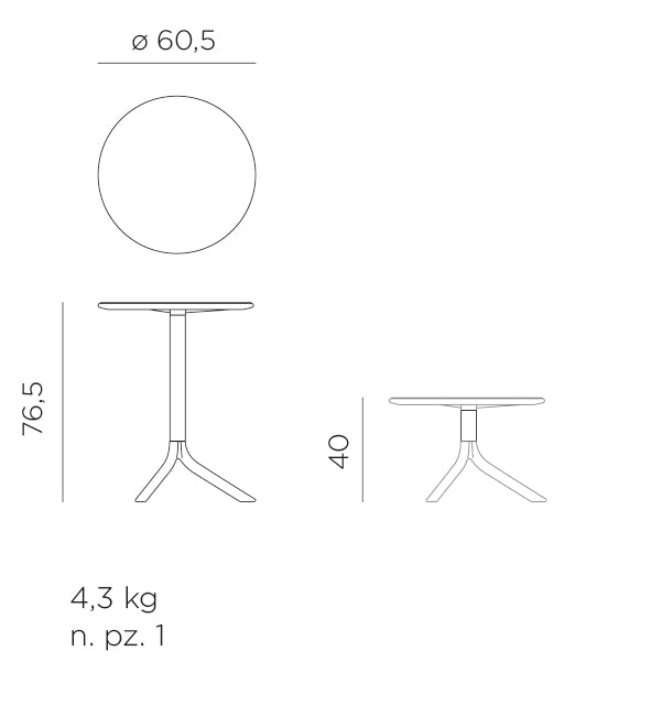 Croquis de medidas de Mesa Auxiliar Spritz