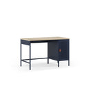 Escritorio SAYLA de 120 cm con 1 puerta, en azul oscuro, vista en tres cuartos