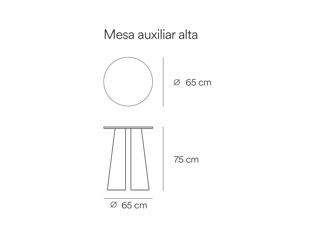Croquis de medidas de Mesa redonda alta CEP de 65 cm – Teulat
