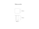 Croquis de medidas — Mesa auxiliar ARQ: 48 cm de ancho × 48 cm de fondo × 48 cm de alto