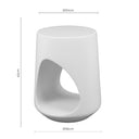 Mesa auxiliar MANAN — croquis con las medidas: tablero de Ø 30 cm, base de Ø 36 cm y 45 cm de alto