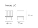 Croquis de medidas — Mesita 2C SIERRA: 48 cm de ancho × 35 cm de fondo × 55 cm de alto