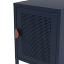 Mesita de noche SAYLA con 1 puerta, en azul oscuro, detalle de la puerta y el tirador