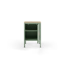 Mesita de noche SAYLA con 1 puerta, en verde menta, con la puerta abierta