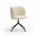 Silla tapizada MOGI con pie giratorio negro, en polipiel beige, vista en tres cuartos – Teulat
