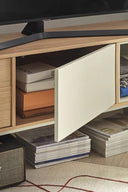 Mueble TV YOKO de 180 cm con 1 puerta y 2 cajones, en crema – Teulat