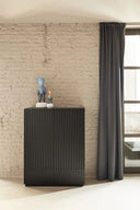 Mueble auxiliar alto DORIC de 91 cm con 2 puertas y 2 cajones, en negro – Teulat
