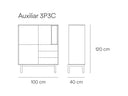 Croquis de medidas — Auxiliar 3P3C CORVO: 100 cm de ancho × 40 cm de fondo × 120 cm de alto