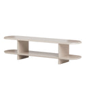 Mueble TV NIMES de 180 cm abierto, en color piedra, vista en tres cuartos