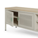 Mueble TV SAYLA de 160 cm con 2 puertas, en crema, detalle de la puerta y el tirador