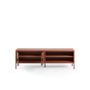 Mueble TV SAYLA de 160 cm con 2 puertas, en terracota, con las puertas abiertas