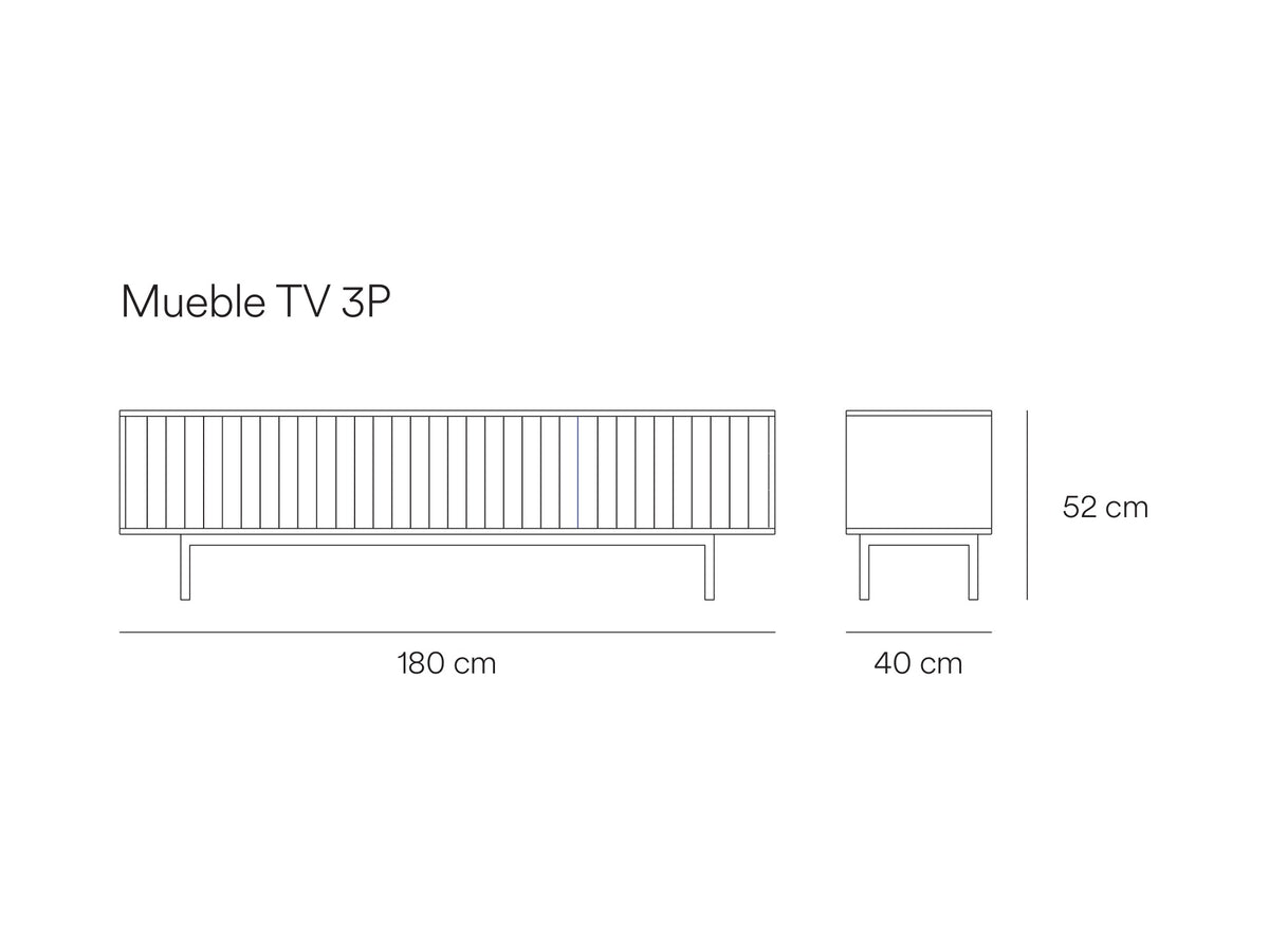 Croquis de medidas de Mueble TV SIERRA de 180 cm con 3 puertas – Teulat
