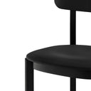 Silla NARA con asiento tapizado, en negro, detalle del asiento – Teulat