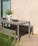 Mesa Rio ALU 210 FIX en tortora con banco a juego, vista de tres cuartos – Nardi