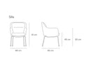 Croquis de medidas — Silla SADIRA con brazos: 66 × 65 × 81 cm, asiento a 48 cm