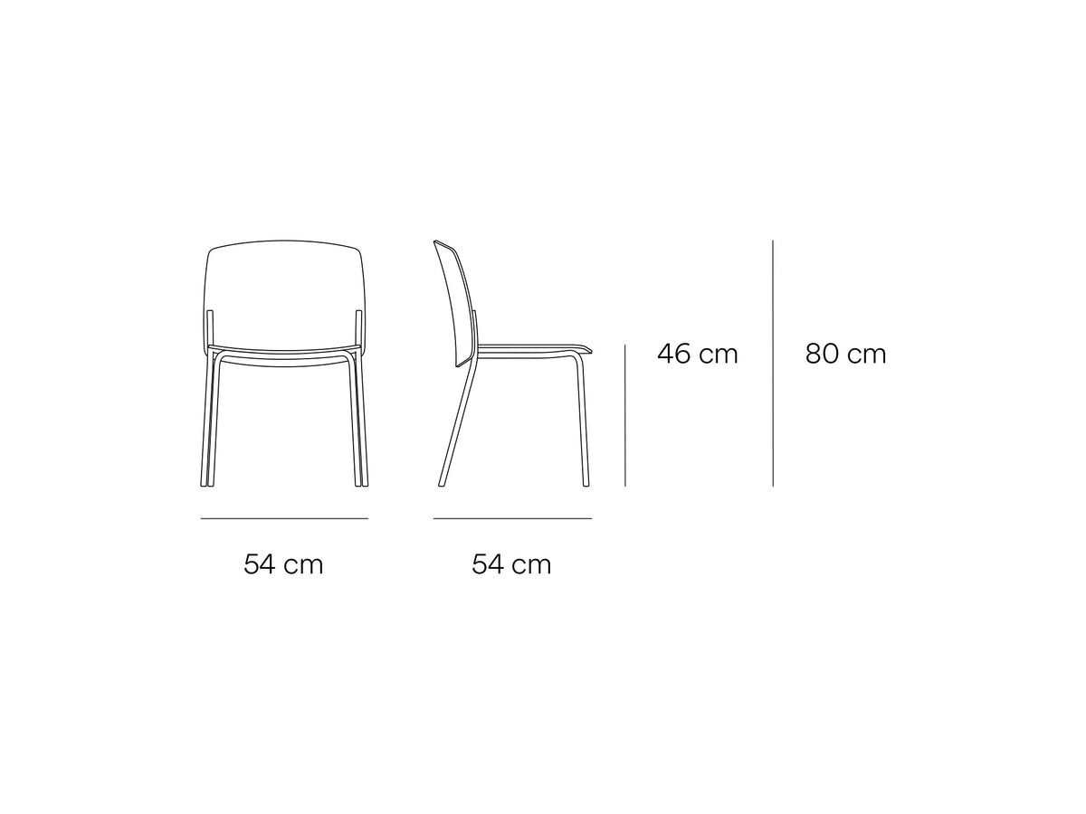 Croquis de medidas de Silla SAGO de madera y metal – Teulat