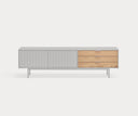 Mueble TV SIERRA de 180 cm con 2 puertas y 3 cajones, en gris, visto de frente – Teulat