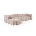 Sofá BRUMA de 3 plazas con chaiselongue, en beige, con la chaiselongue a la izquierda