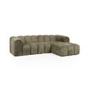 Sofá BRUMA de 3 plazas con chaiselongue, en verde oscuro, con la chaiselongue a la derecha