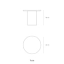 Croquis de medidas — Mesa auxiliar TOTEM de 50 cm: 50 cm de diámetro × 45 cm de alto