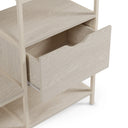 Vestidor abierto AMARA de 140 cm con cajón, en crema, detalle del cajón